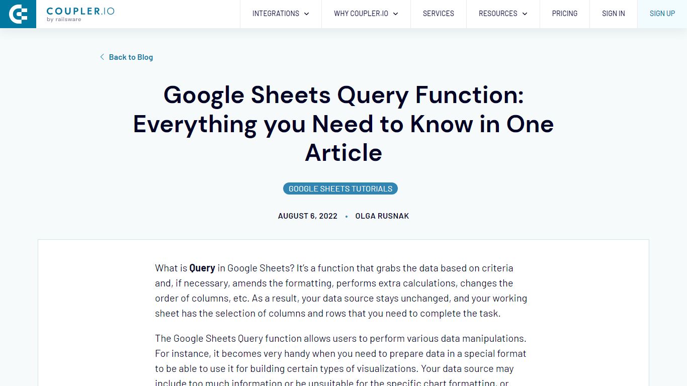 Google Sheets Query: Honest Guide with Formulas and Examples | Coupler ...